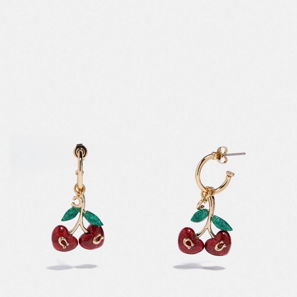 COACH Signature Cherry Hoop Earrings