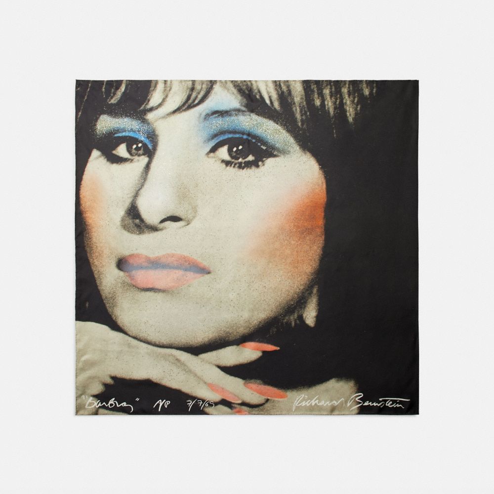 coach x richard bernstein barbra streisand print silk square scarf