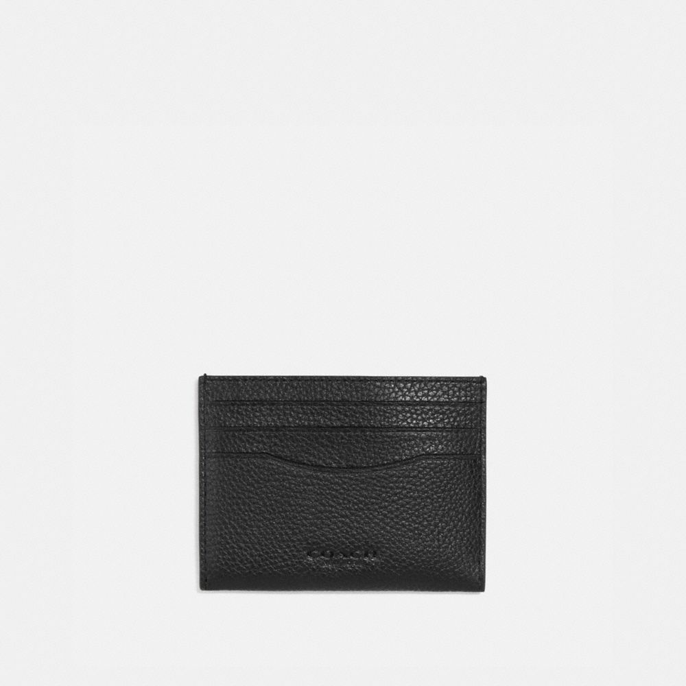 COACH®,Card Case With Signature Canvas Interior,Canvas,Leather,Card Case,Logo,Casual,Black,Front View
