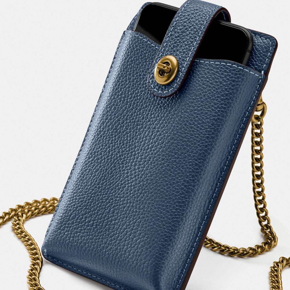 coach phone crossbody in pebbled leather