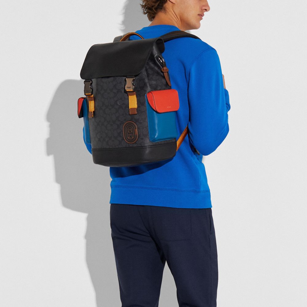 rivington backpack in signature canvas with coach patch