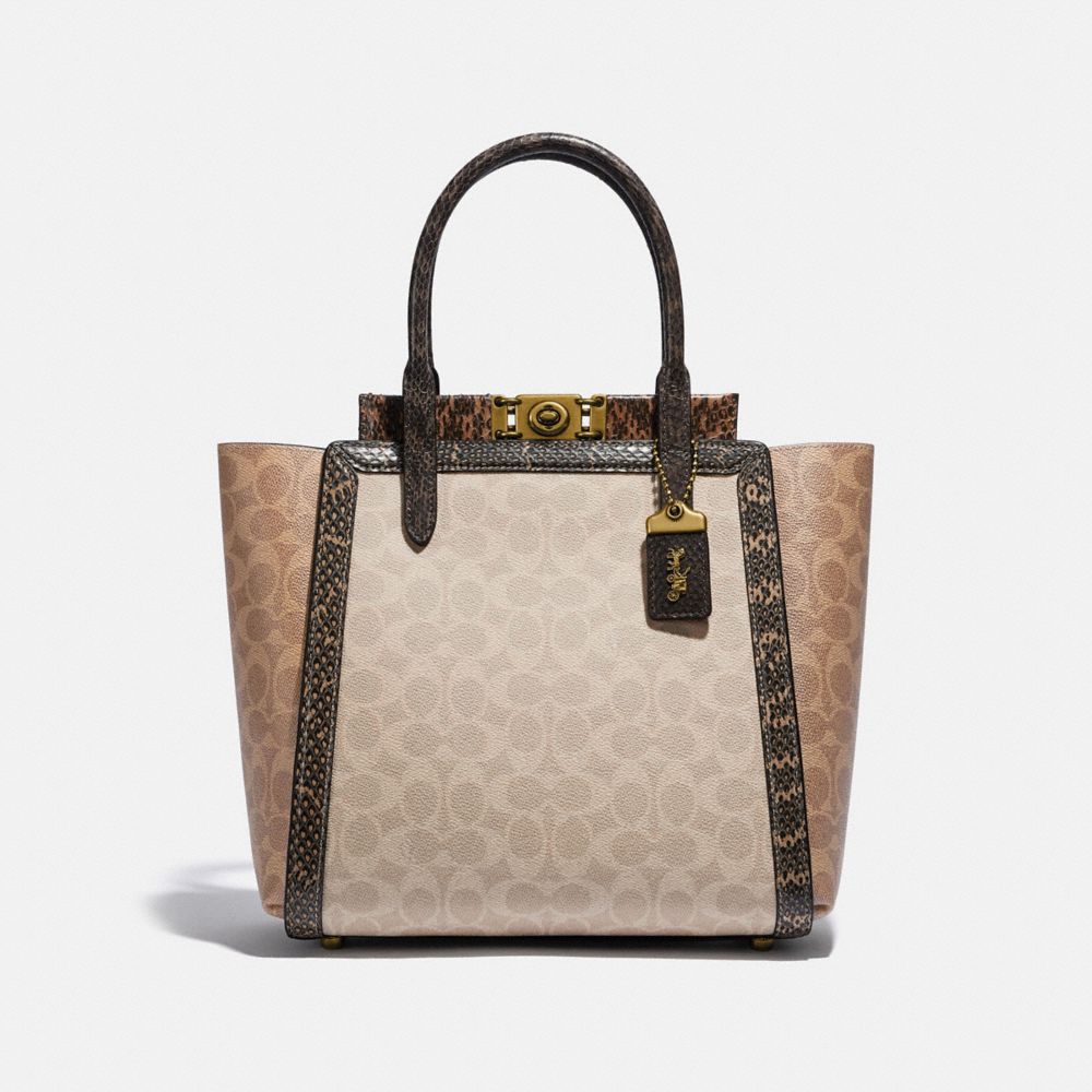 tan snakeskin bag