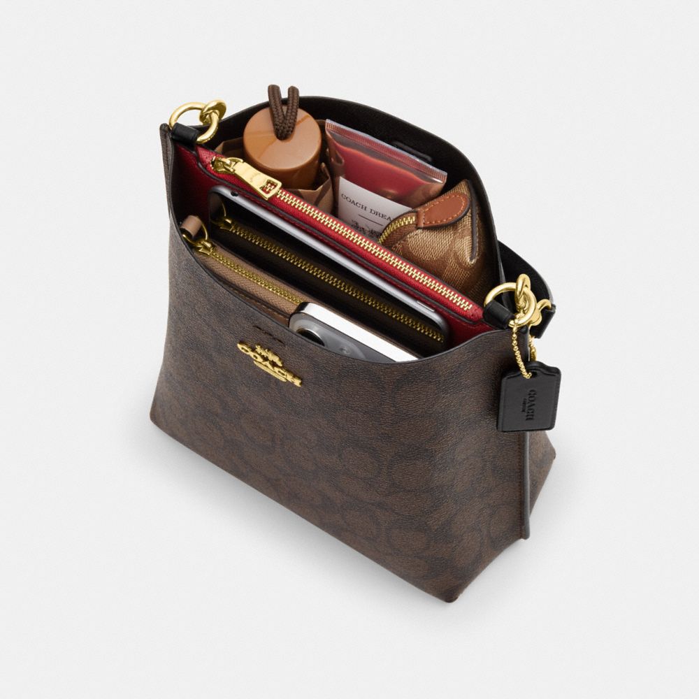 COACH®,MOLLIE BUCKET BAG 22 IN SIGNATURE CANVAS,Signature Canvas,Medium,Everyday,Gold/Light Khaki Chalk,Collection
