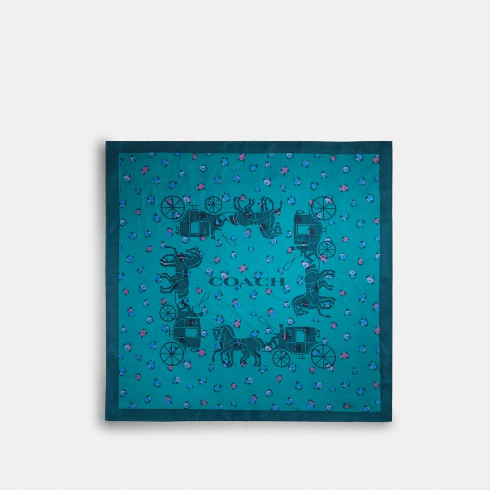 HORSE AND CARRIAGE TEA ROSE PRINT SILK BANDANA