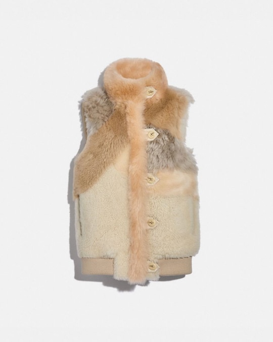 PIECED SHEARLING VEST