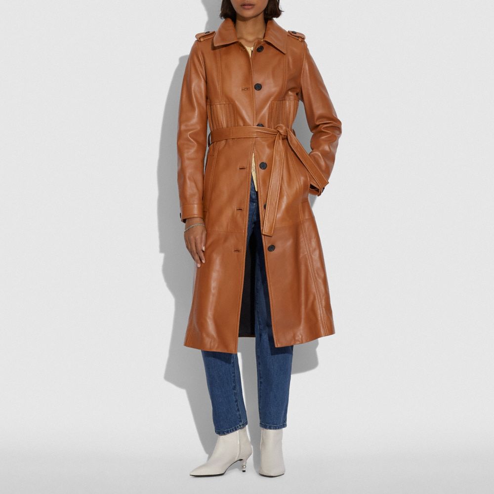 coach leather trench coat