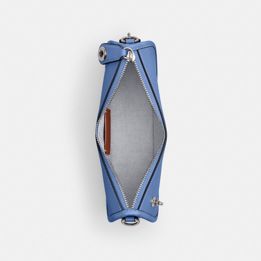 COACH®,Swinger Bag,Leather,Shoulder Bag,Logo,Metal,Gold Metal,Day Party,Blue,Inside View,Top View