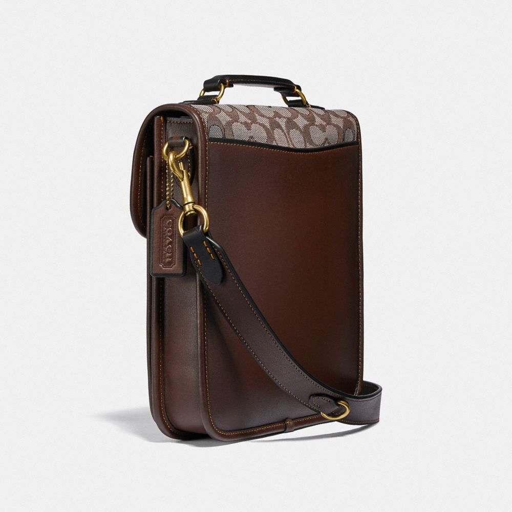 SAC &Agrave; BANDOULI&Egrave;RE EN JACQUARD EXCLUSIF AVEC LANGUETTE &Agrave; FERMOIR PIVOTANT - Alternate View 1