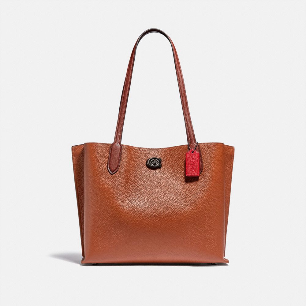 Coach Willow Tote In Blockfarben Mit Charakteristischem Canvas Im Inneren In Orange