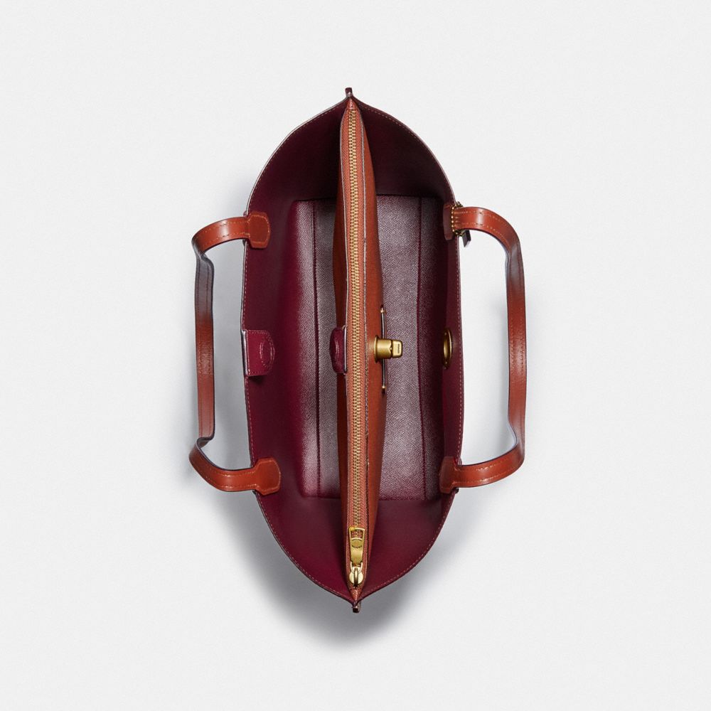 COACH®,WILLOW TOTE BAG IN SIGNATURE CANVAS,Signature Coated Canvas,Large,Brass/Tan/Rust,Inside View,Top View