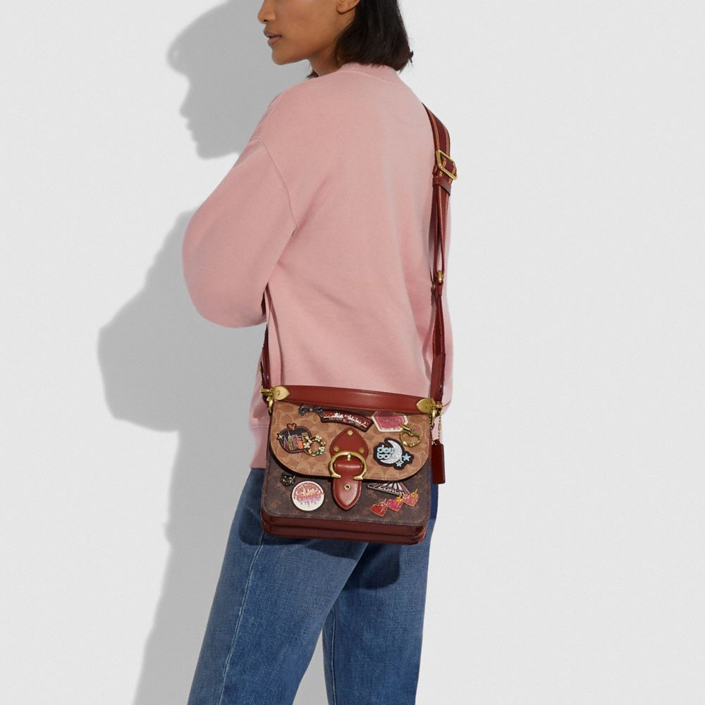COACH Beat Shoulder Bag In Signature Canvas With Souvenir Patches