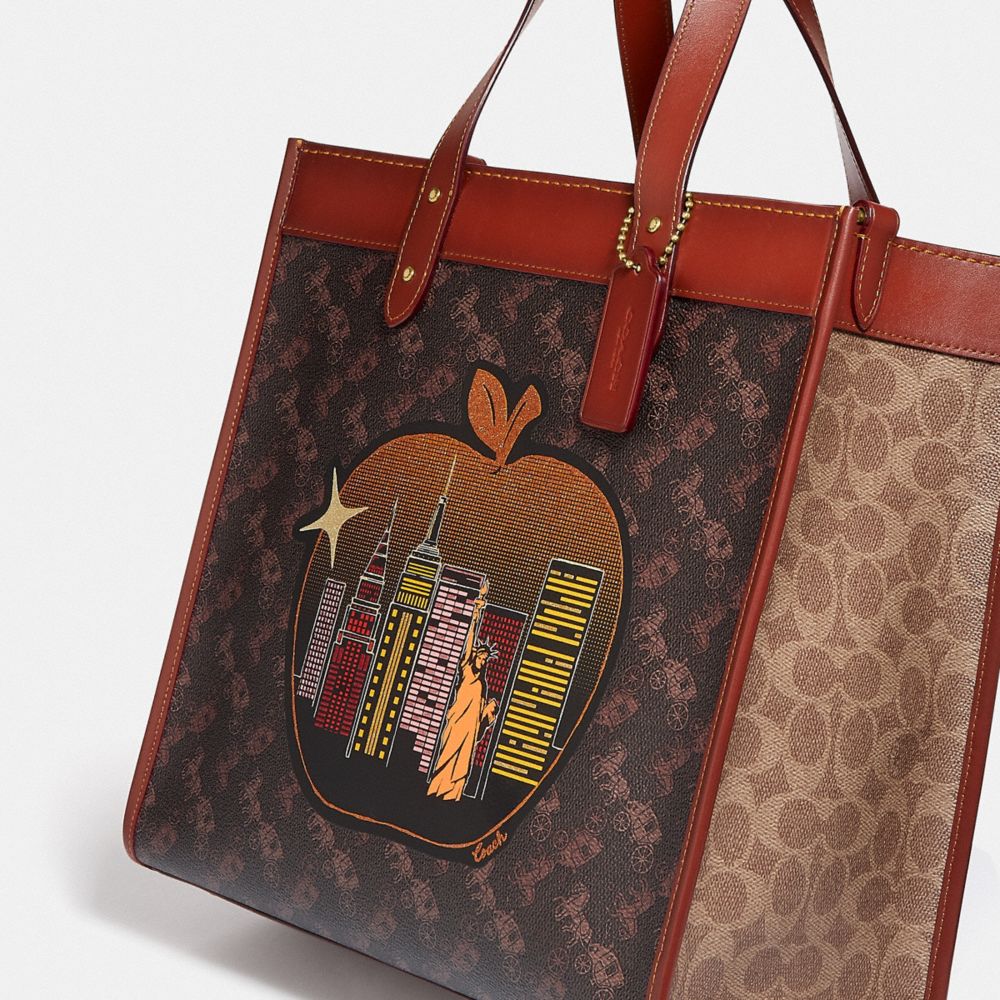 COACH Field Tote In Signature Canvas With Big Apple Skyline