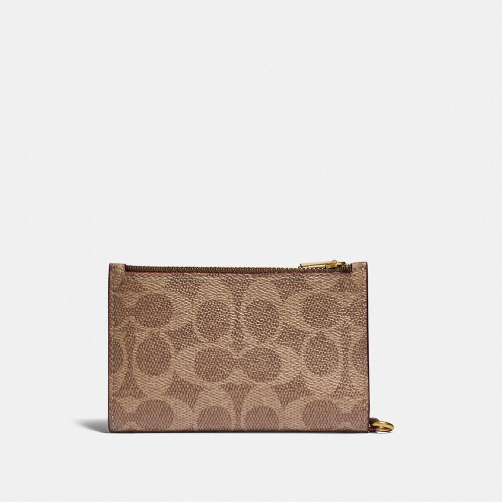 COACH Zip Chain Card Case In Signature Canvas