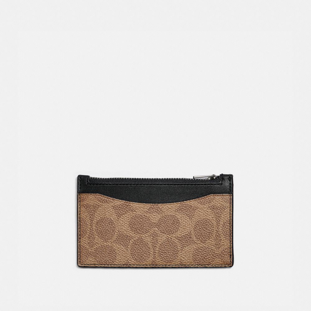 Coach Zip Card Case In Signature Canvas In Grey ModeSens
