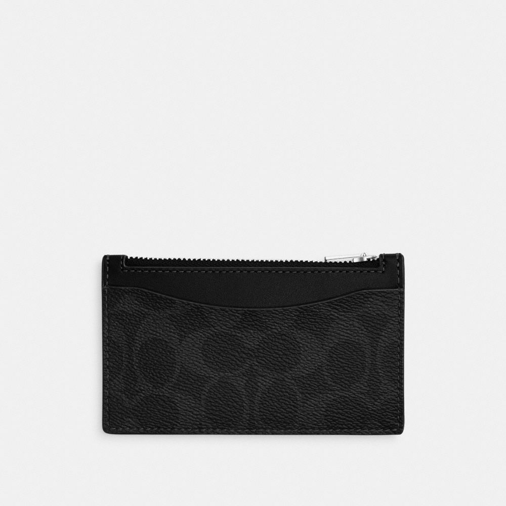 COACH®,Zip Card Case In Signature Canvas,Canvas,Calfskin Leather,Card Case,Color Block,Casual,Multi Color,Front View