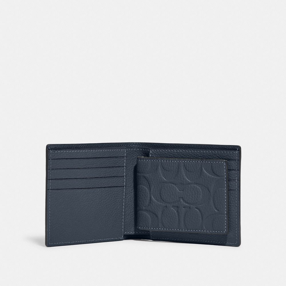 COACH®,3-IN-1 WALLET IN SIGNATURE LEATHER,Pebble Leather,Mini,,Inside View,Top View