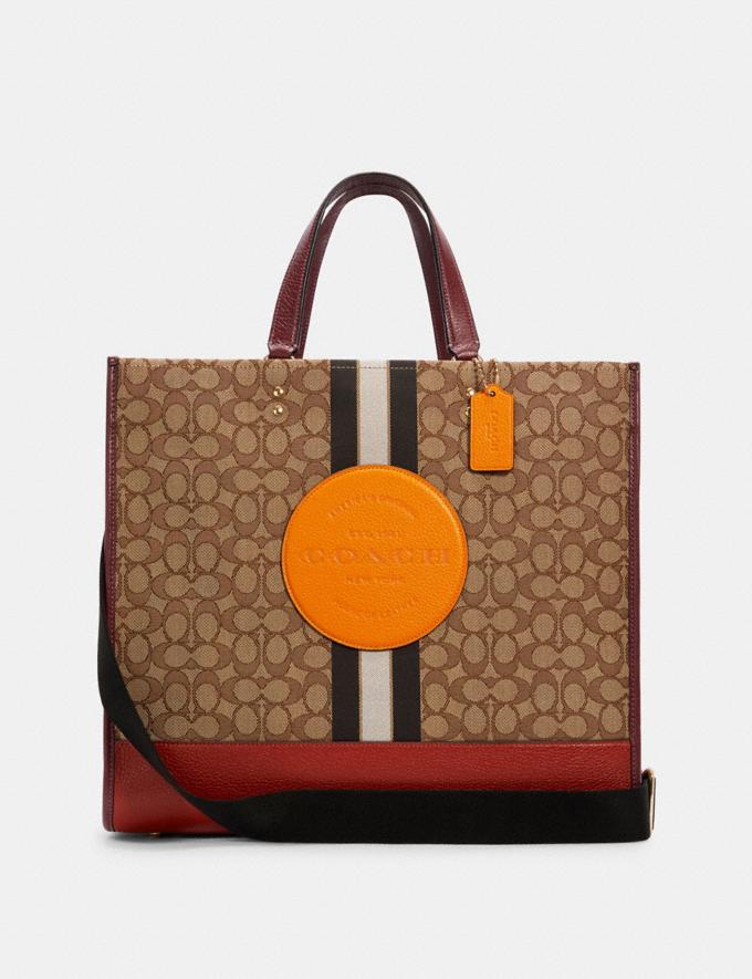 DEMPSEY TOTE 40 IN SIGNATURE JACQUARD WITH STRIPE AND PATCH