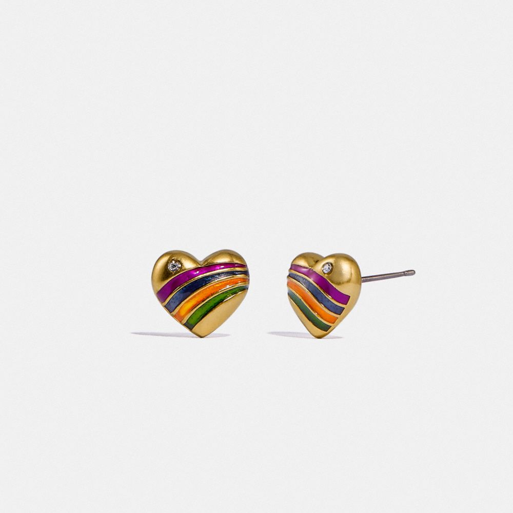 Coach Rainbow Heart Stud Earrings