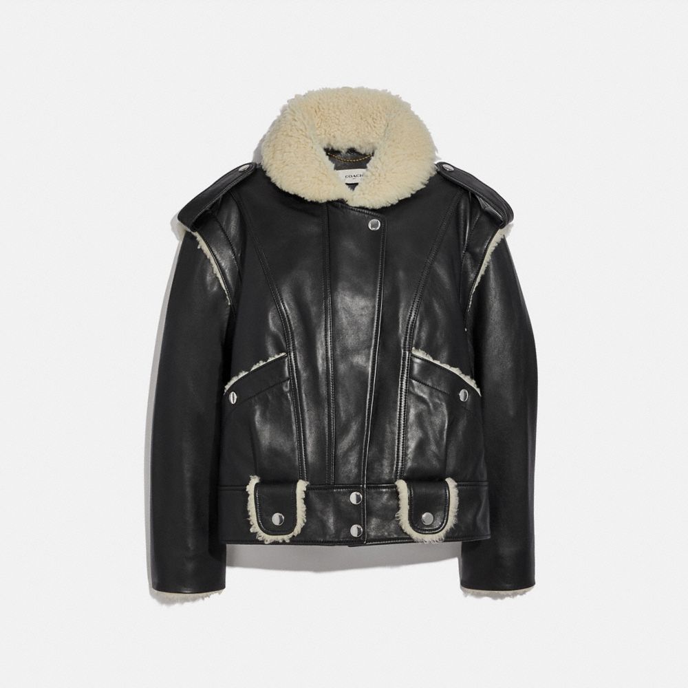 coach black shearling coat