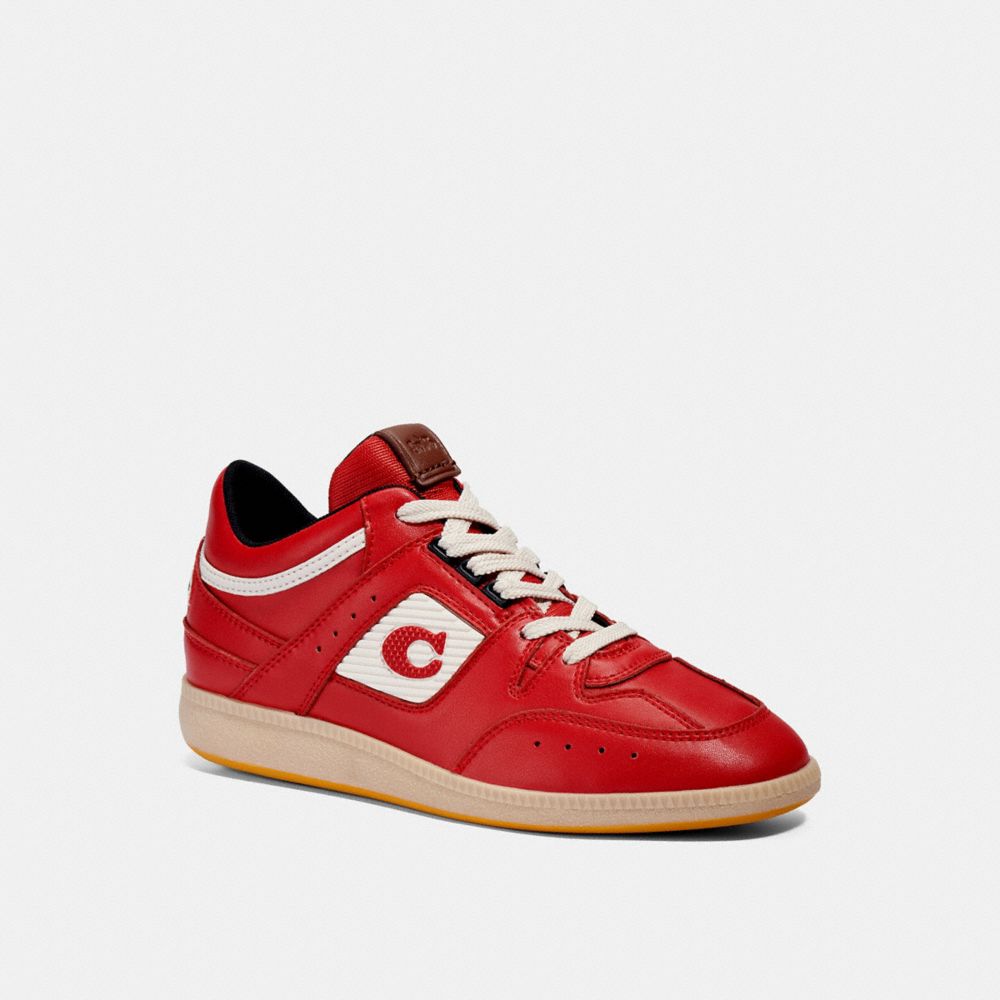 red mid top sneakers