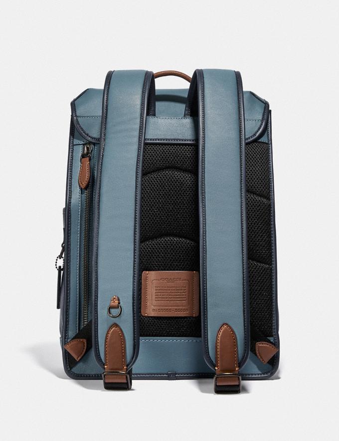 Coach League Flap Backpack in Colorblock Black Copper/Blue Quartz Multi New Men's New Arrivals Bags Alternate View 1