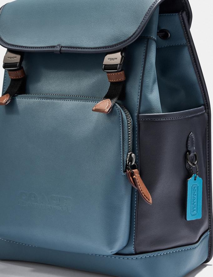 Coach League Flap Backpack in Colorblock Black Copper/Blue Quartz Multi New Men's New Arrivals Bags Alternate View 3