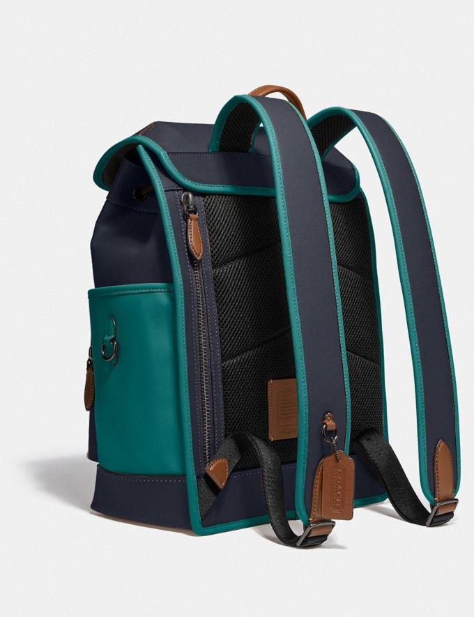Coach League Flap Backpack in Colorblock Black Copper/Ocean Multi New Men's New Arrivals Bags Alternate View 1