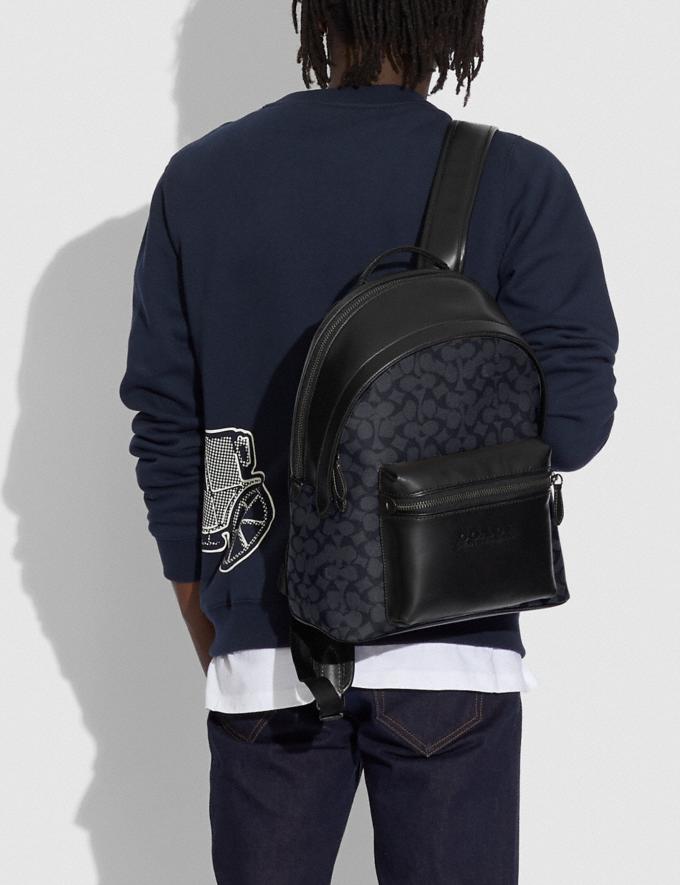 Coach Charter Backpack in Signature Canvas Black Copper/Charcoal New Men's New Arrivals Bags Alternate View 3