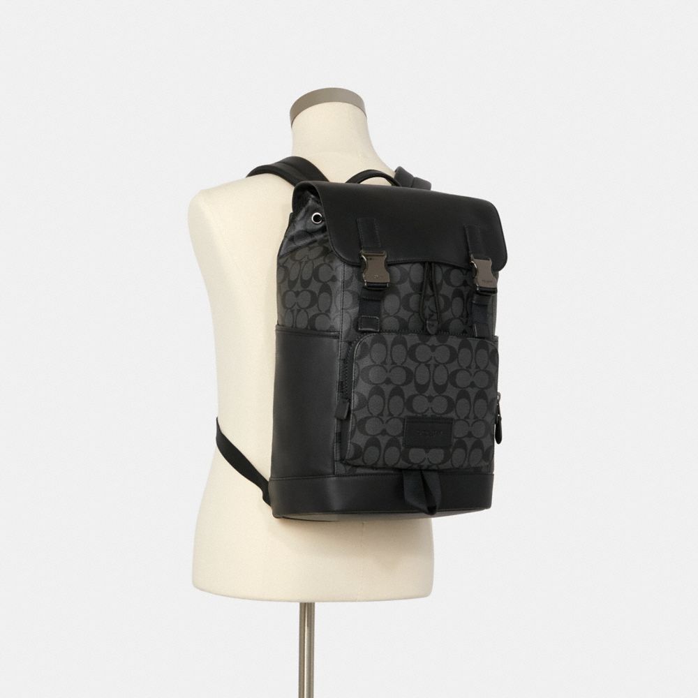 Coach Track Backpack in Signature Canvas Qb/Charcoal/Black Alternate View 3