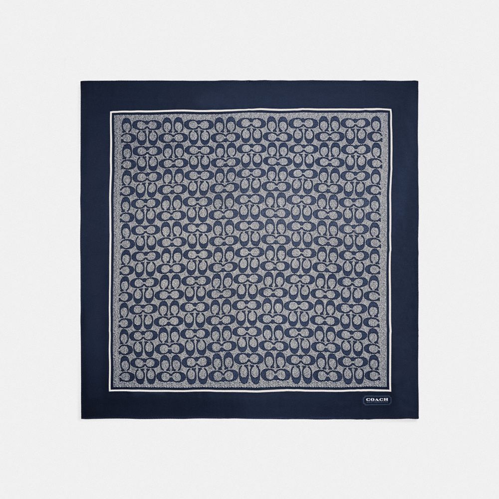 COACH®,Textured Signature Print Silk Square Scarf,Silk,Rectangle,Square,Frayed,Casual,Multi Color,Front View