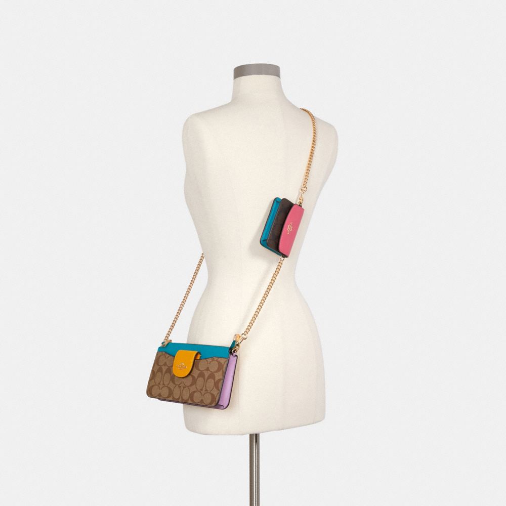 POPPY CROSSBODY IN COLORBLOCK SIGNATURE CANVAS - Alternate View 3