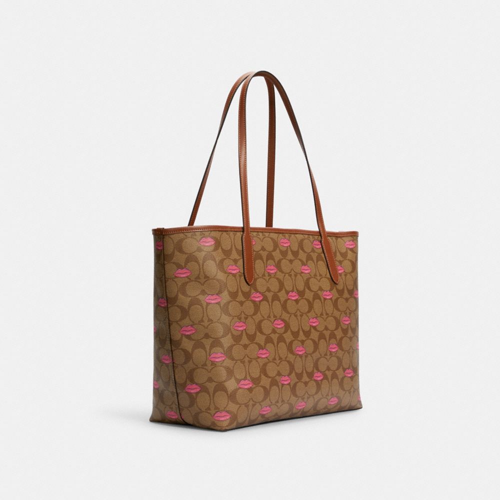 CITY TOTE IN SIGNATURE CANVAS WITH LIPS PRINT - Alternate View 3