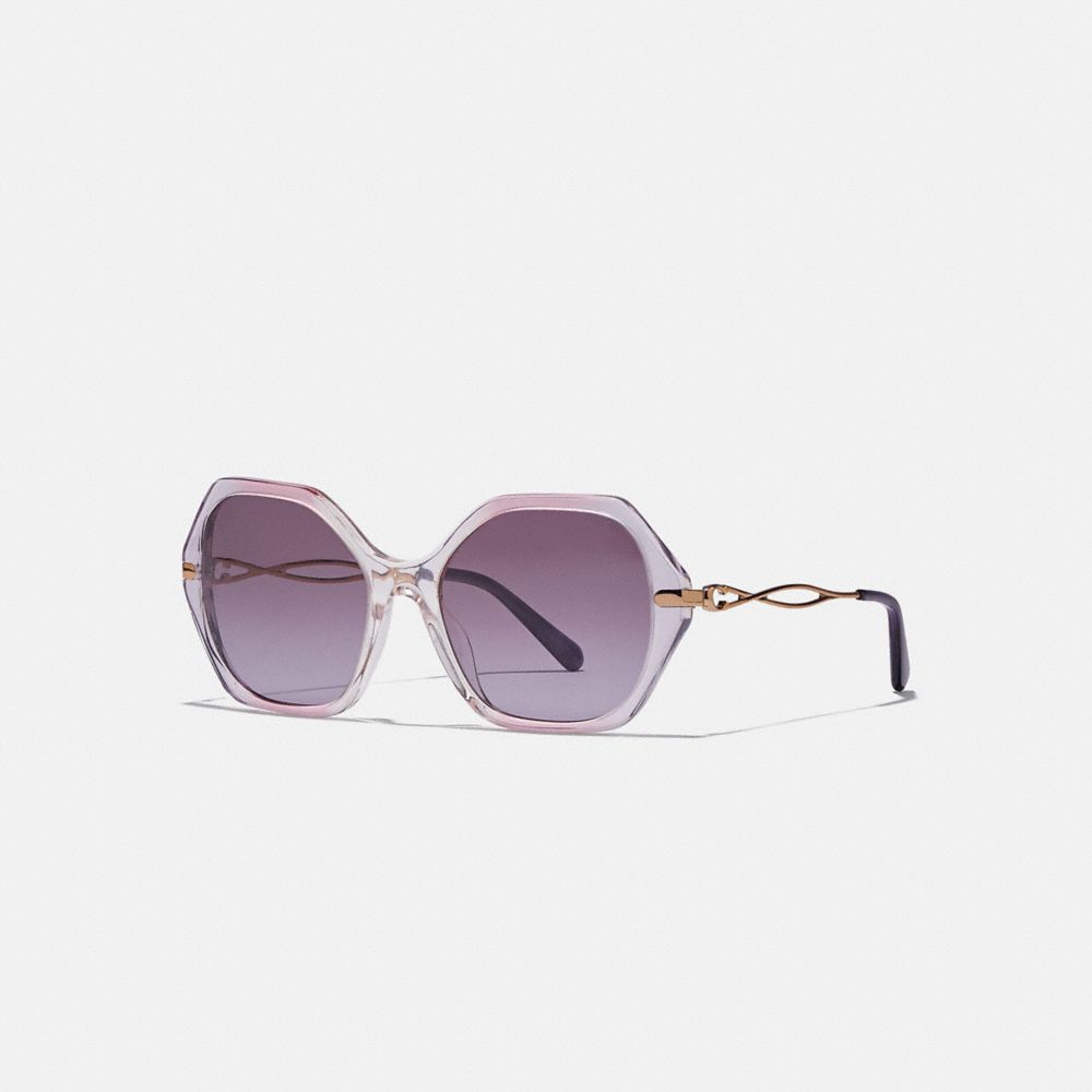 COACH®,SCULPTED SIGNATURE HEXAGON SUNGLASSES,Metal,,Front View