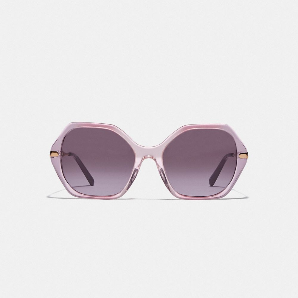COACH®,SCULPTED SIGNATURE HEXAGON SUNGLASSES,Metal,,Inside View,Top View