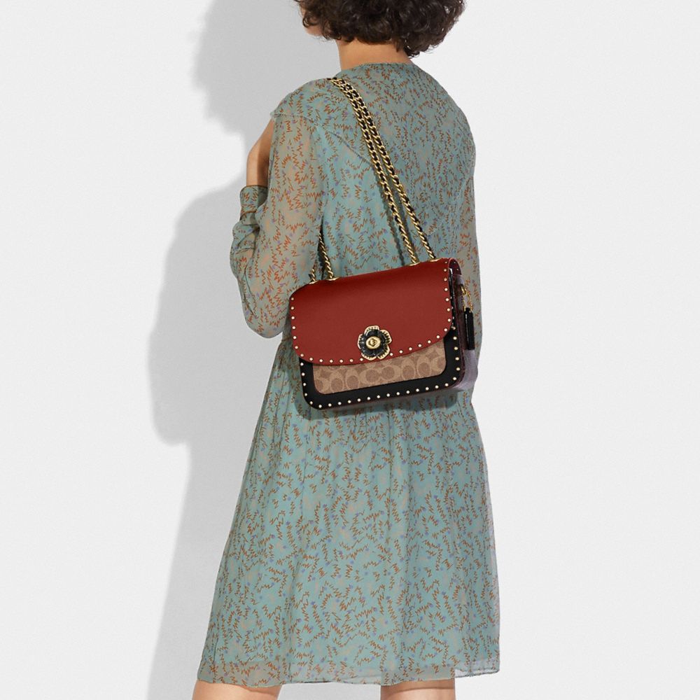 COACH Madison Shoulder Bag In Signature Canvas With Rivets And