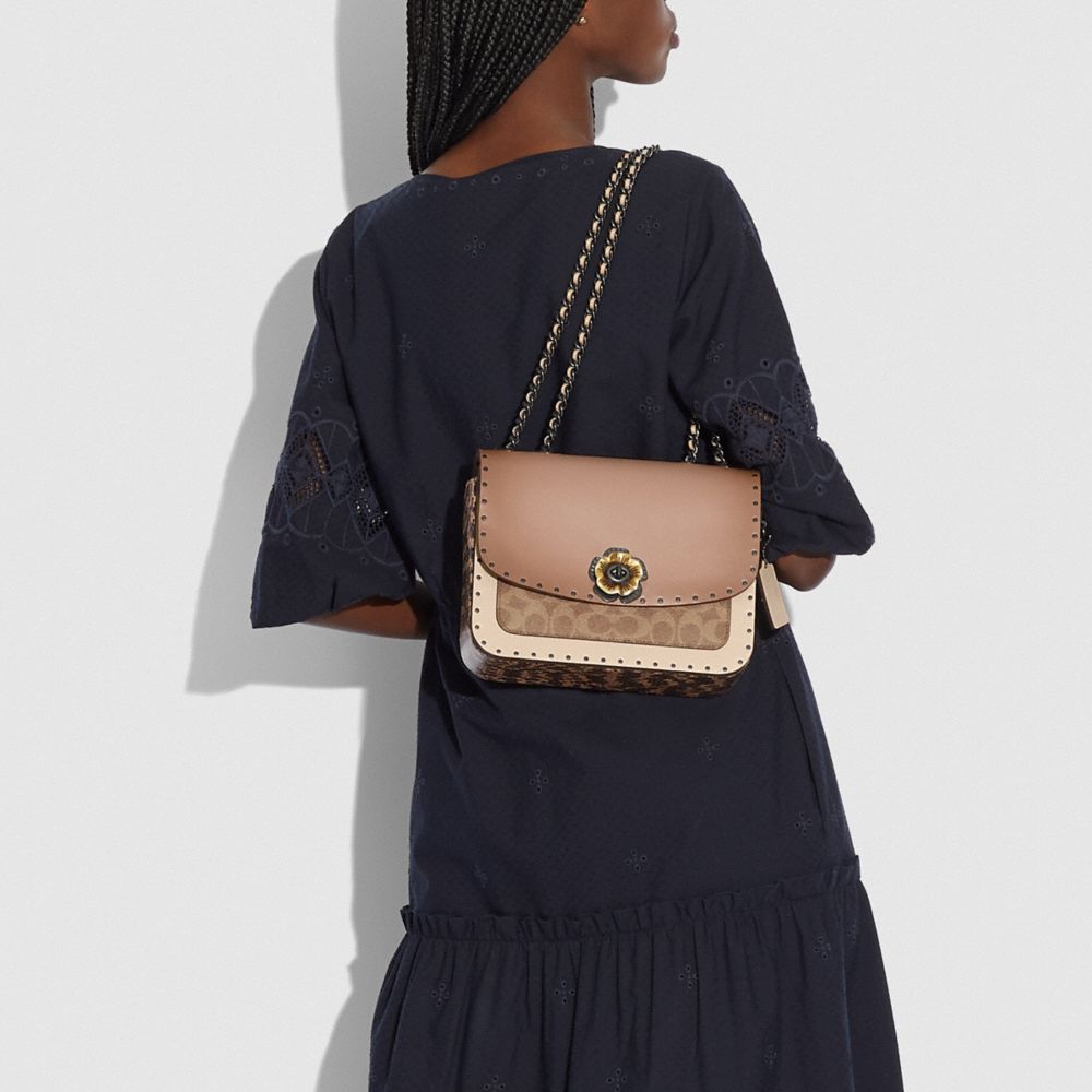 COACH Madison Shoulder Bag In Signature Canvas With Rivets And