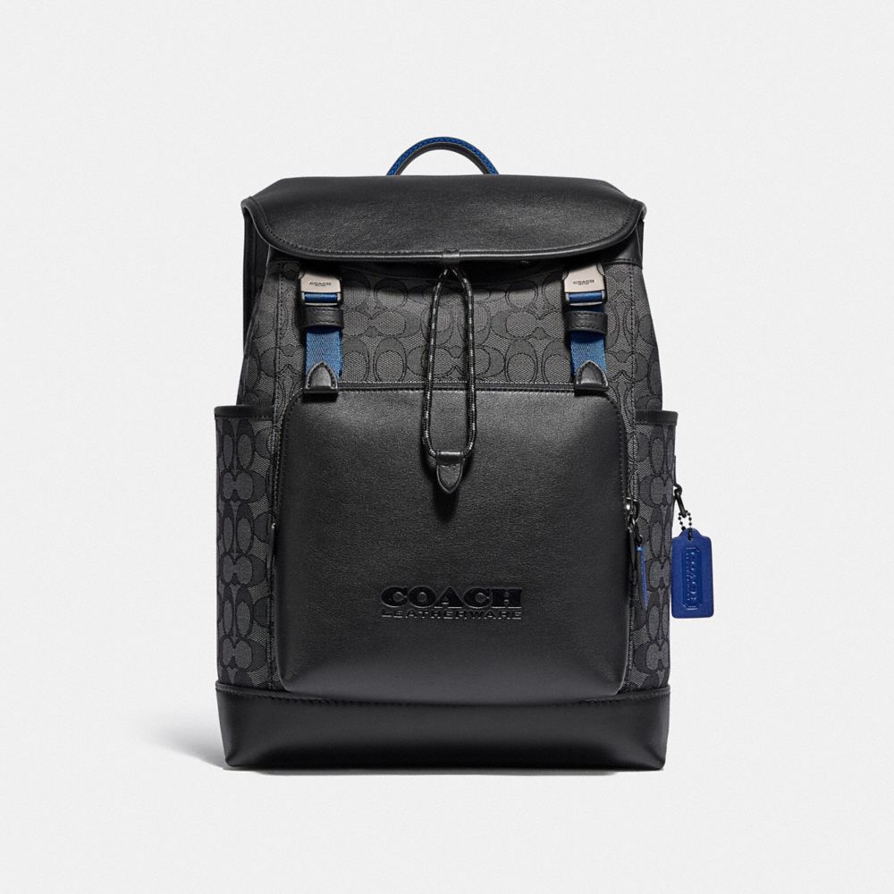 COACH League Flap Backpack In Signature Jacquard