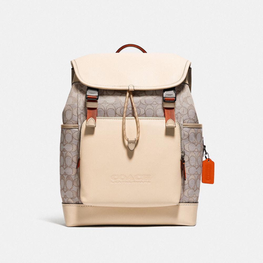 COACH League Flap Backpack In Signature Jacquard