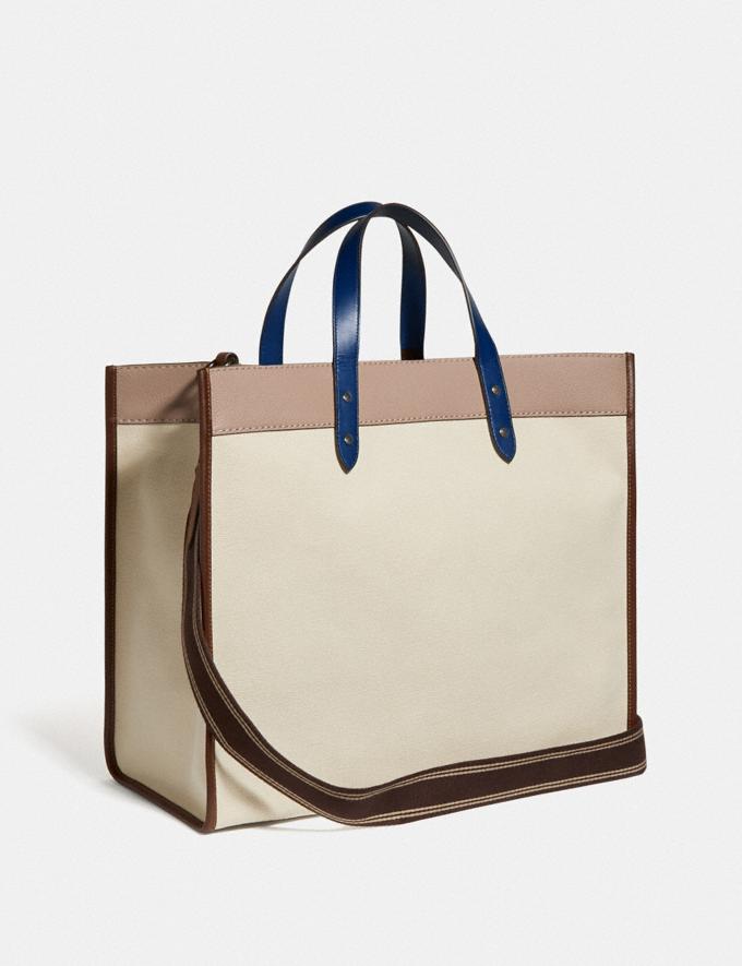 Coach Field Tote 40 With Coach Badge in Organic Cotton Canvas Ji/Natural Multi New Men's New Arrivals Bags Alternate View 1