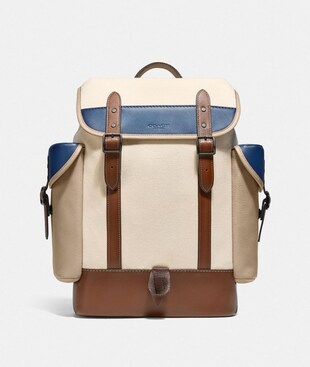 Exclusive Men/'s Accessories Men/'s Leather and Canvas Backpack Navy and Sanded Blue NoMad Backpack