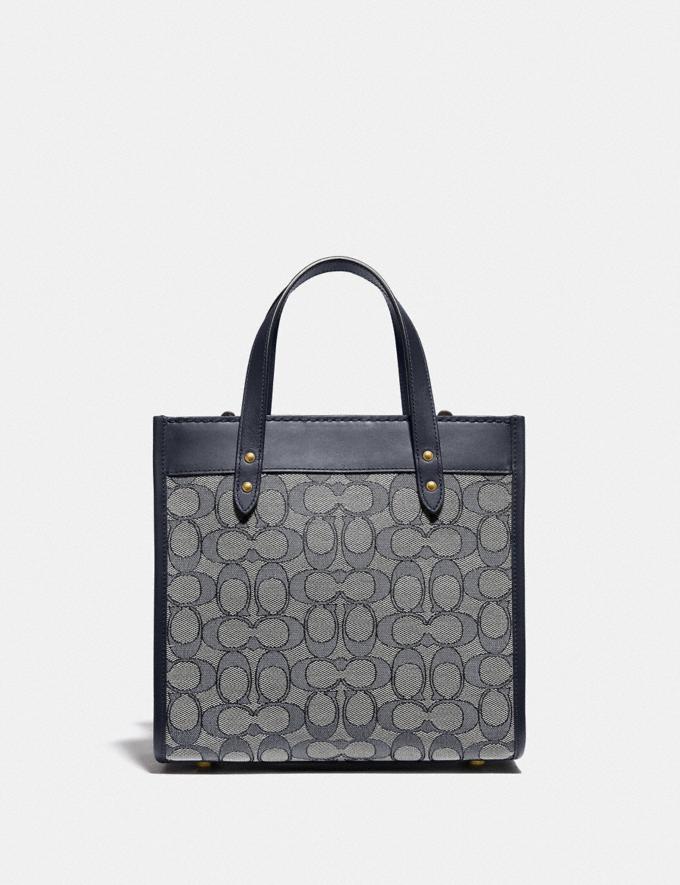 Coach Field Tote 22 in Signature Jacquard Brass/Navy Midnight Navy Gifts  