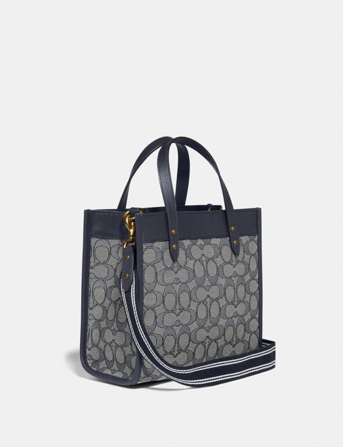 Coach Field Tote 22 in Signature Jacquard Brass/Navy Midnight Navy Gifts Alternate View 1