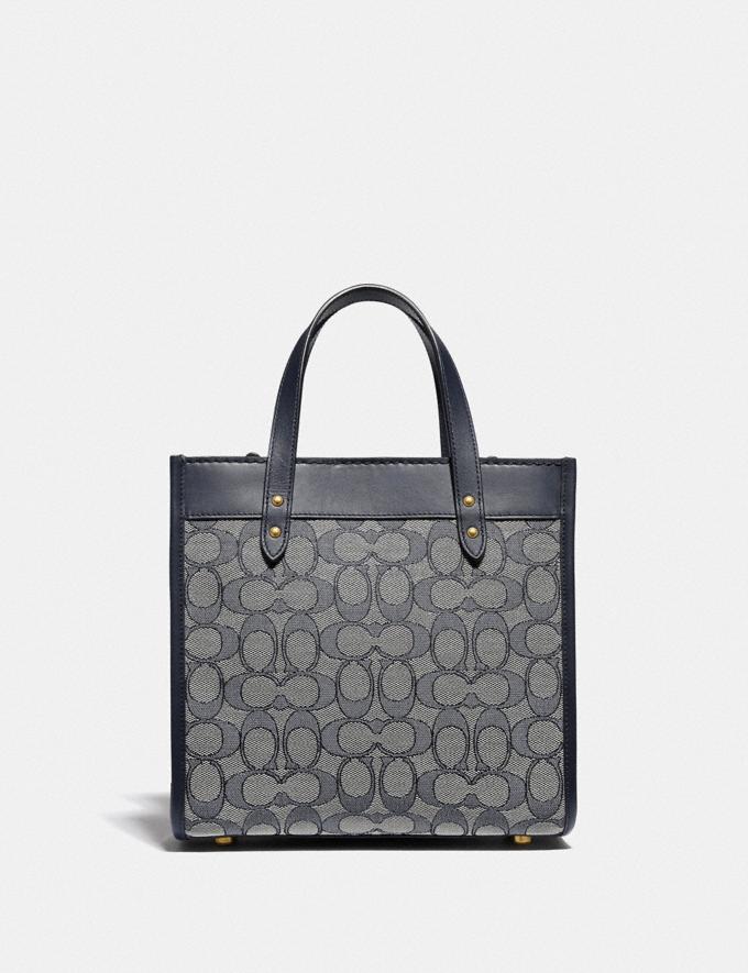 Coach Field Tote 22 in Signature Jacquard Brass/Navy Midnight Navy Gifts Alternate View 2