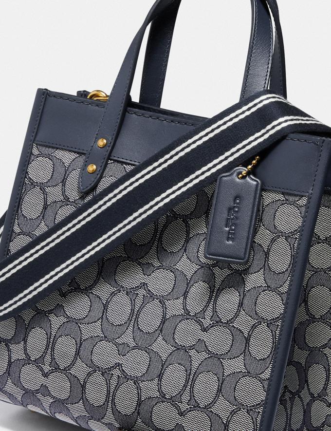 Coach Field Tote 22 in Signature Jacquard Brass/Navy Midnight Navy Gifts Alternate View 5