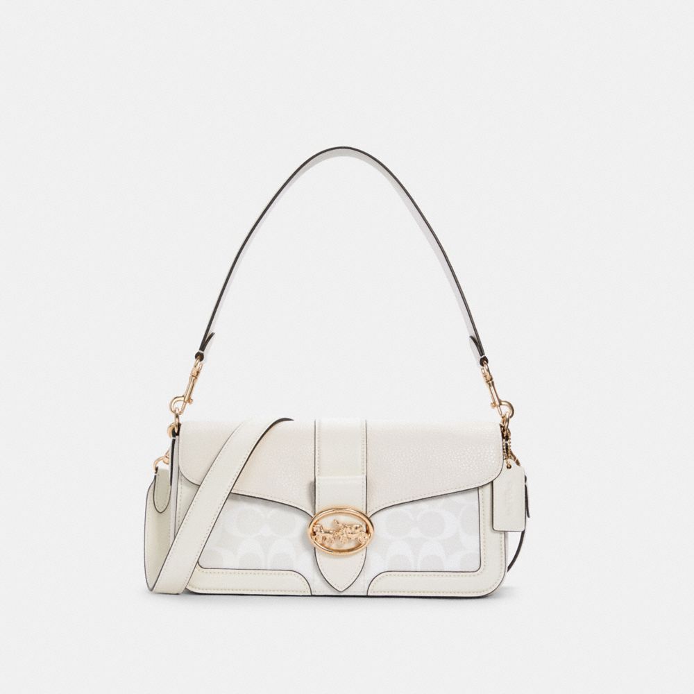 Coach Georgie Shoulder Bag In Signature Canvas In Beige In White | ModeSens