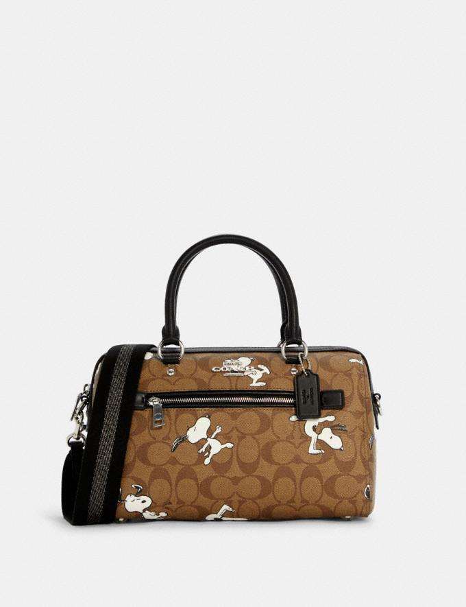 Coach Coach X Peanuts Rowan Satchel in Signature Canvas With Snoopy Print Sv/Khaki Multi Coach Insider Coach Insider Exclusives Early Access: Coach x Peanuts