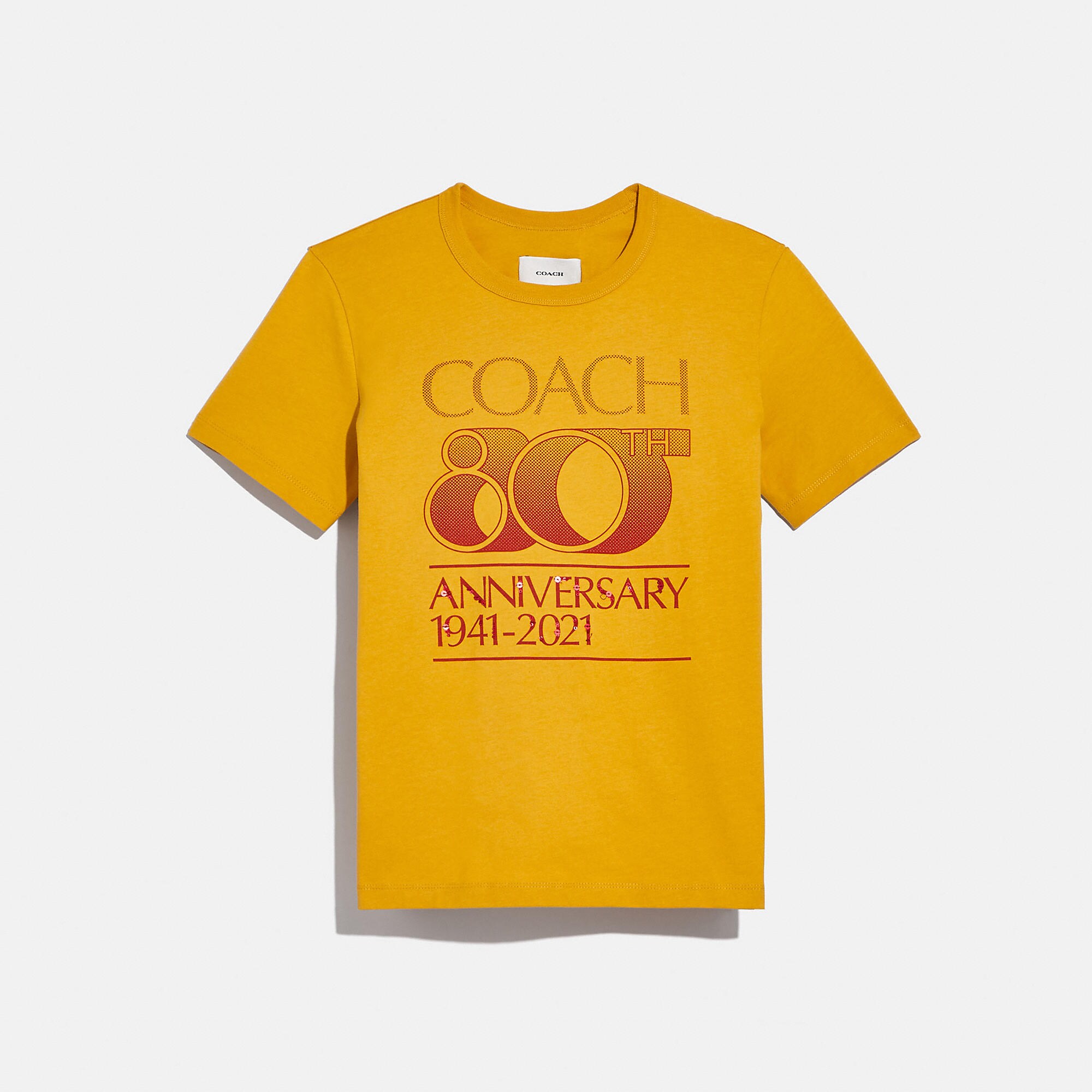 Coach 80th Anniversary T-shirt In Organic Cotton - Women's In Mustard