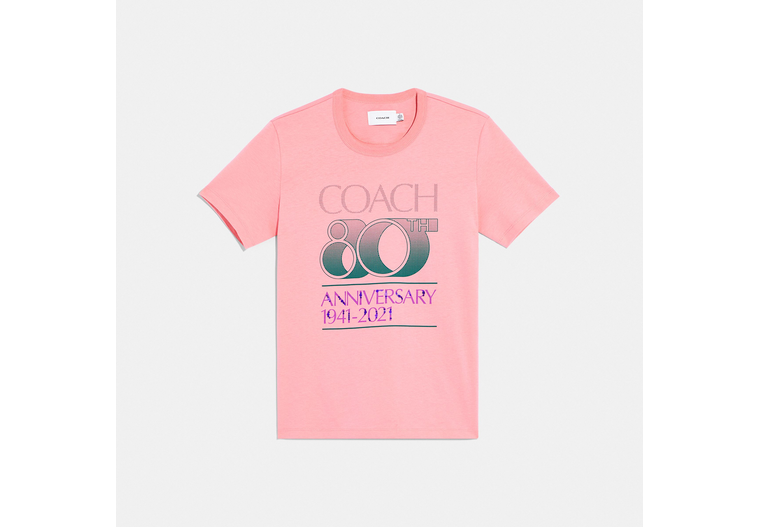 Coach 80th Anniversary T Shirt In Organic Cotton In Pink