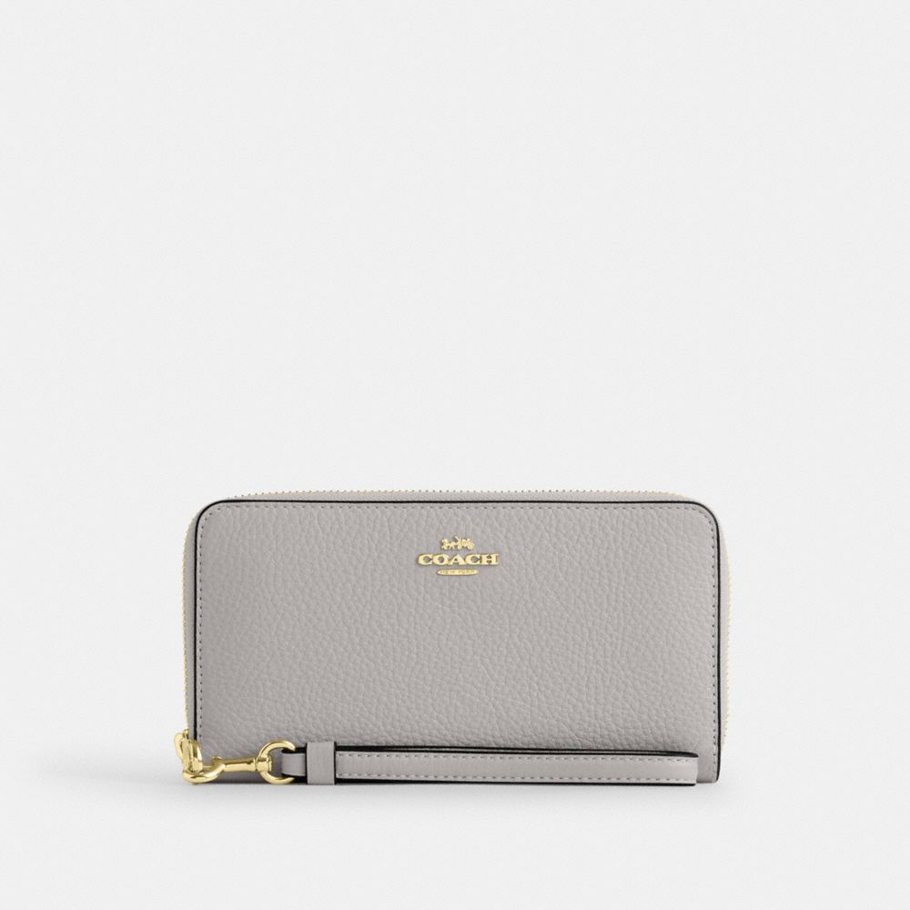 COACH®,QA_AUTO_SIT_REFINED PEBBLED LEATHER LONG ZIP AROUND WALLET,,Front View
