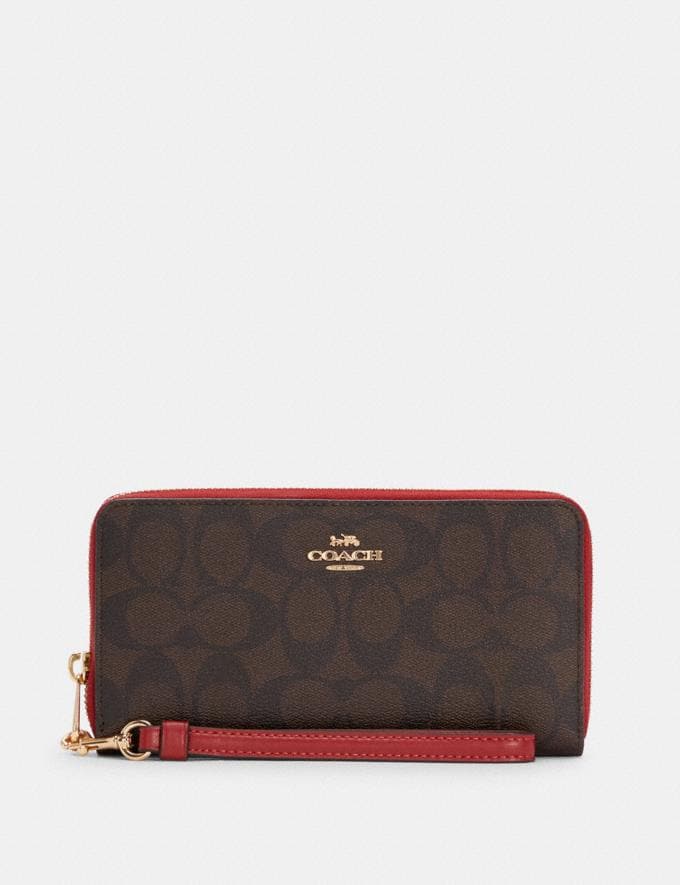 Coach Long Zip Around Wallet in Signature Canvas Im/Brown 1941 Red Outlet Explore Outlet Golden Week  